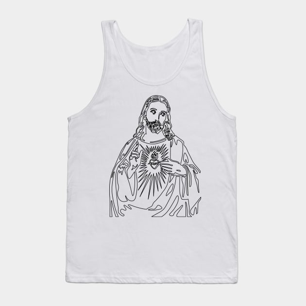 Immaculate heart of Jesus - black lines Tank Top by la chataigne qui vole ⭐⭐⭐⭐⭐